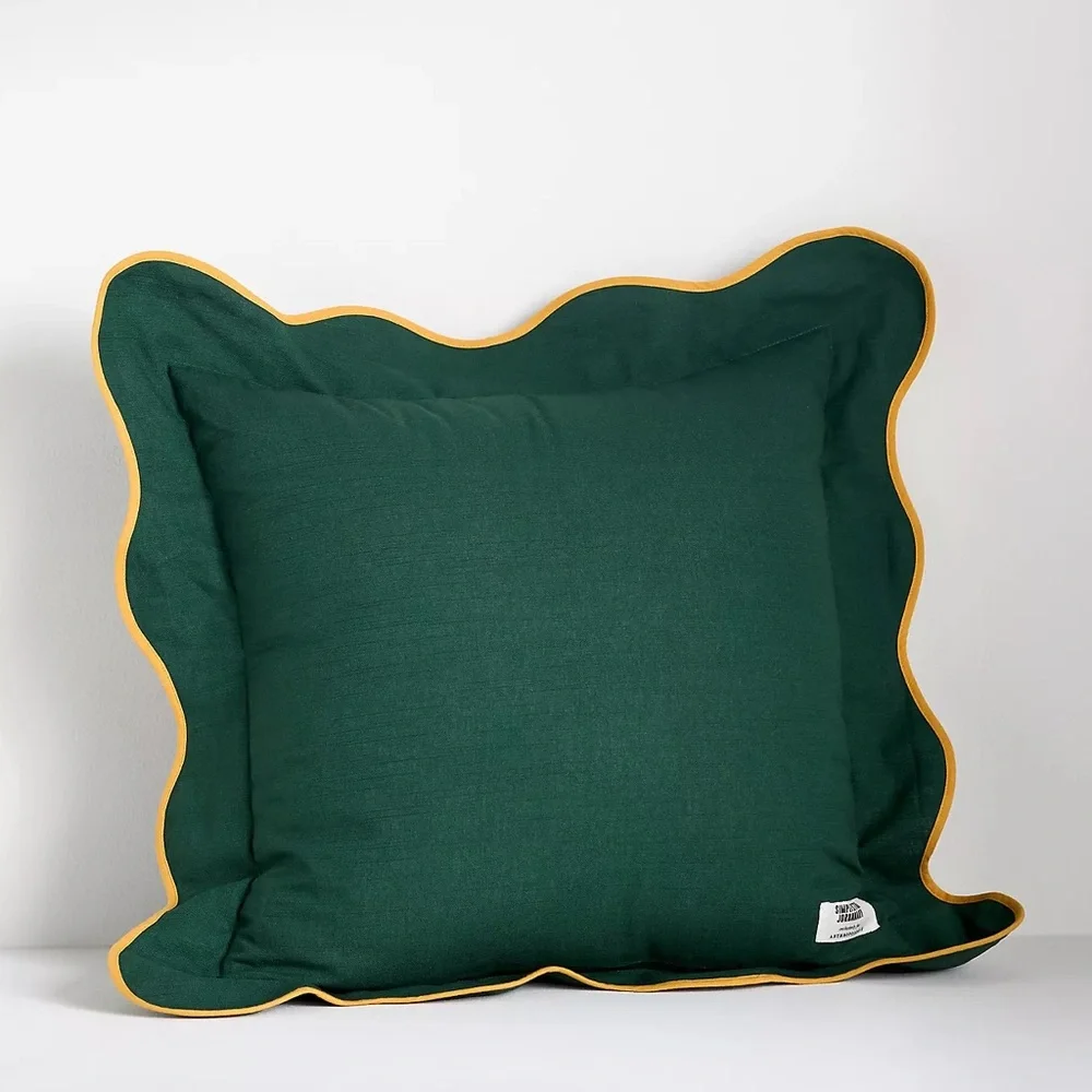 Anthropologie JORDAN NICKSON COTTON PRINTED TEXT PILLOW Green 18